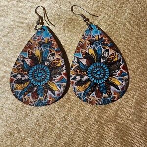 #09- Floral Teardrop Earrings - Multicolor